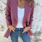 Trendy mauve color of lapel blazer jacket for modern style
