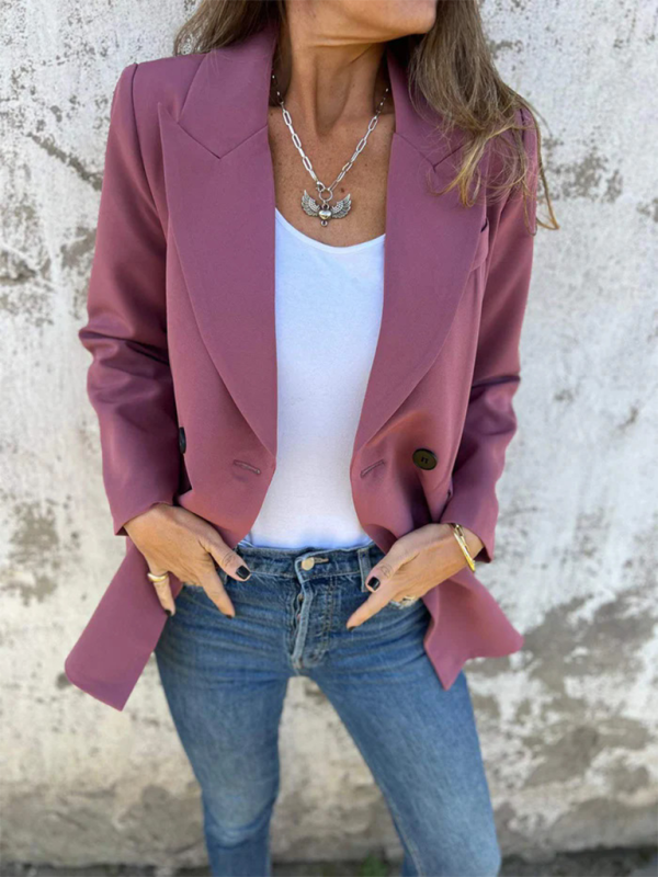 Trendy mauve color of lapel blazer jacket for modern style
