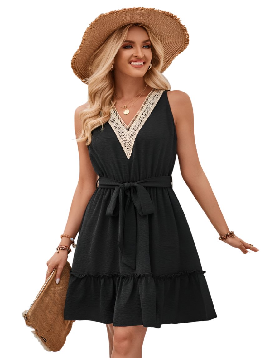 Feminine Frill Sleeveless Dress - Whimsical Appalachian Boutique