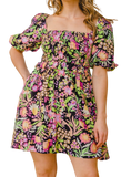 Full Size Floral Tie-Back Mini Dress - Whimsical Appalachian Boutique