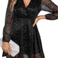 Glitter Surplice Long Sleeve Mini Dress - Whimsical Appalachian Boutique