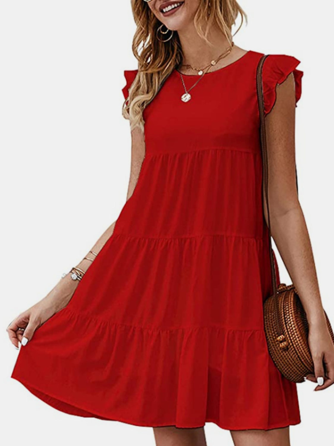 Ruffled Cap Sleeve Mini Dress - Whimsical Appalachian Boutique