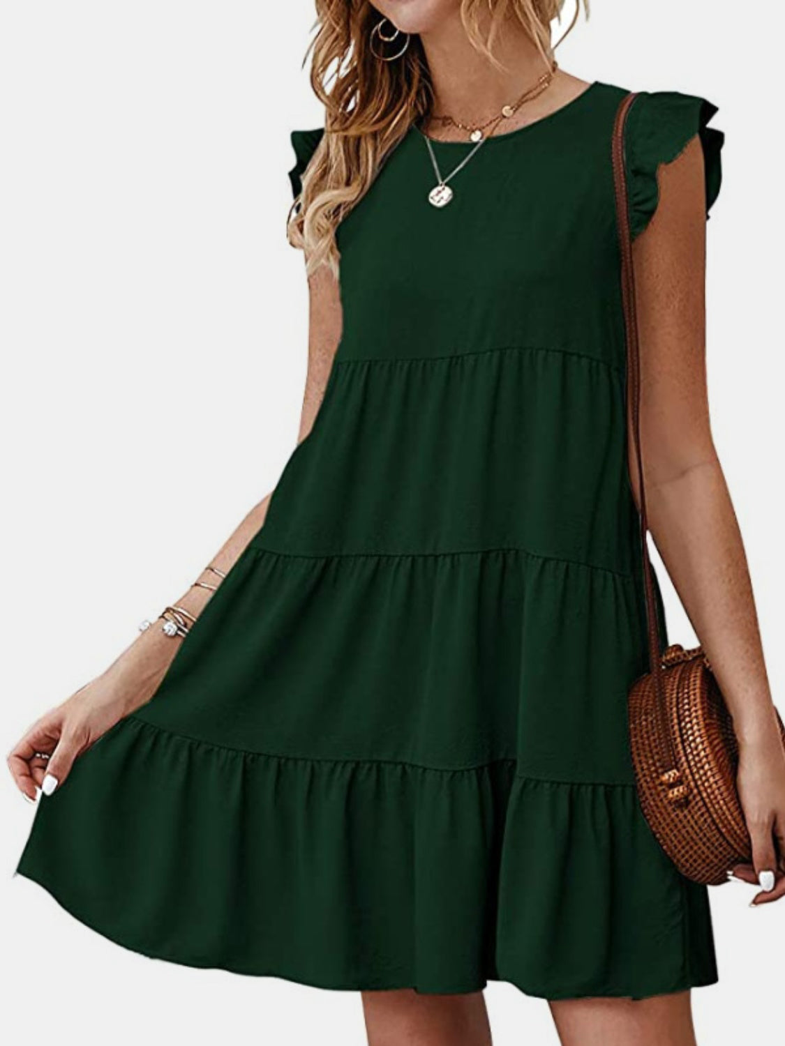 Ruffled Cap Sleeve Mini Dress - Whimsical Appalachian Boutique