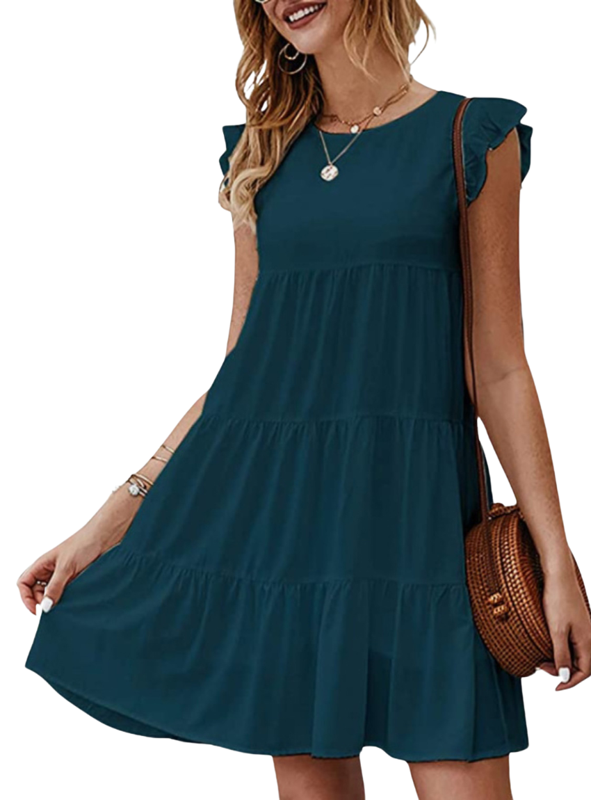 Ruffled Cap Sleeve Mini Dress - Whimsical Appalachian Boutique