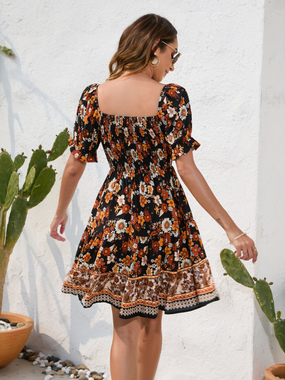 Square Neck Short Sleeve Dress - Whimsical Appalachian Boutique