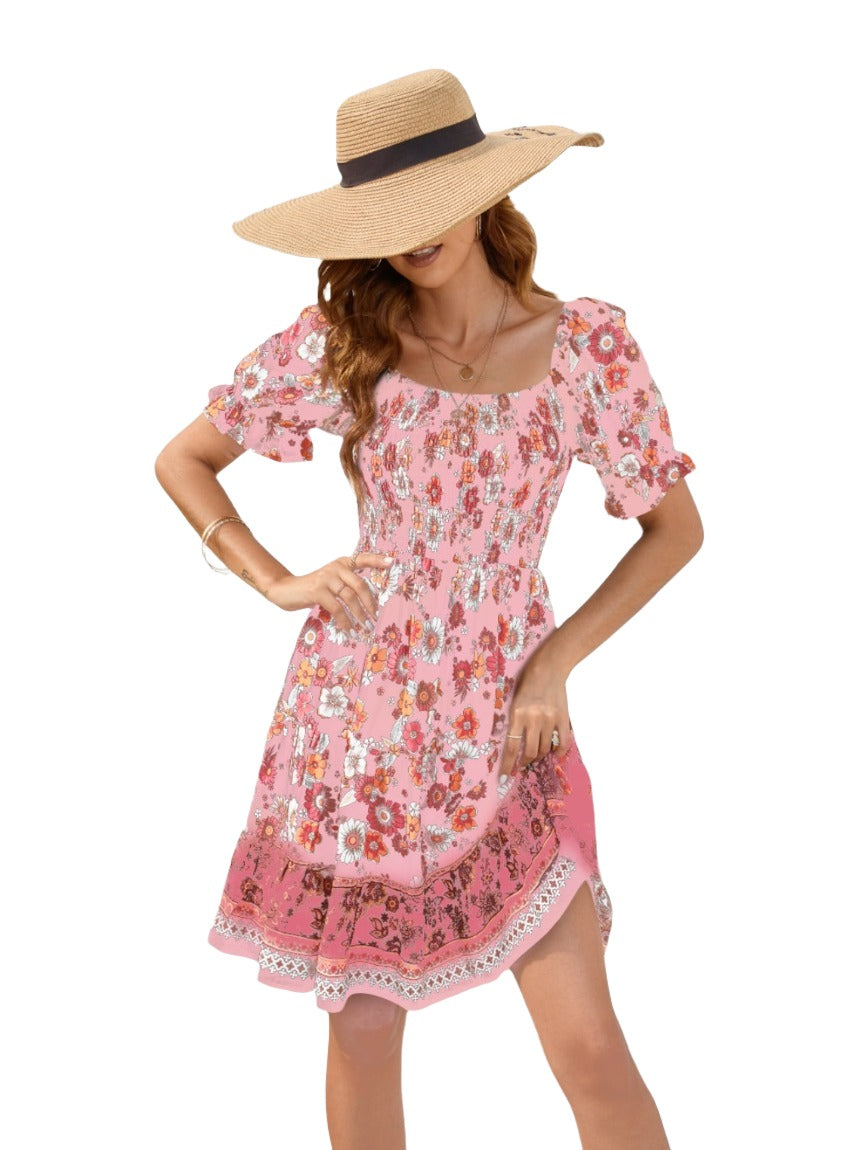 Square Neck Short Sleeve Dress - Whimsical Appalachian Boutique