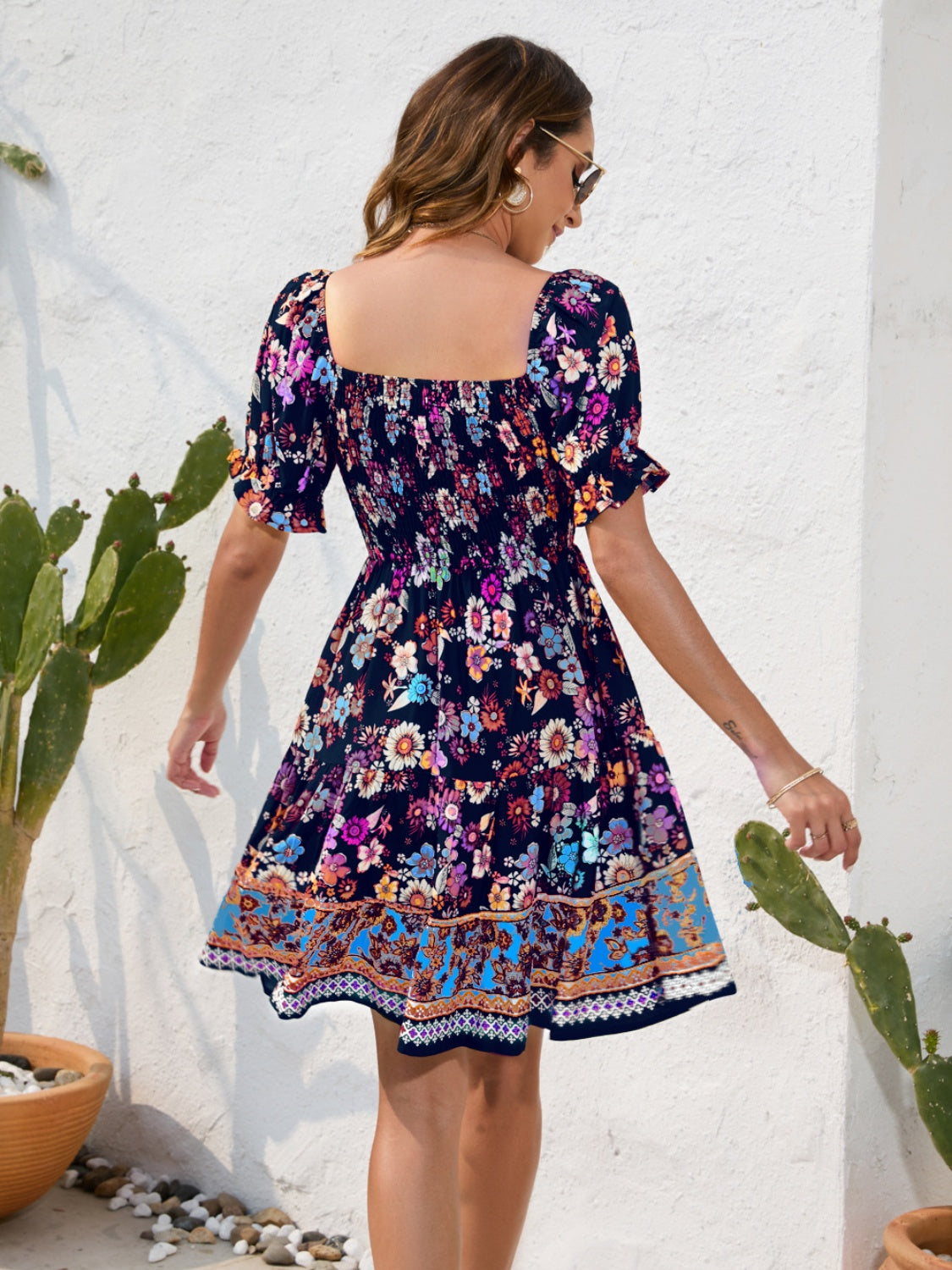 Square Neck Short Sleeve Dress - Whimsical Appalachian Boutique