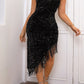 Sequin Asymmetrical Fringe One-Shoulder Dress - Whimsical Appalachian Boutique