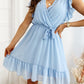 Ruffled Surplice Cap Sleeve Dress - Whimsical Appalachian Boutique