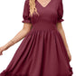 Swiss Dot Frill Trim V-Neck Dress - Whimsical Appalachian Boutique