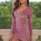 Sequin V-Neck Long Sleeve Mini Dress - Whimsical Appalachian Boutique