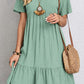 Ruched V-Neck Short Sleeve Dress - Whimsical Appalachian Boutique