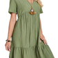 Ruched V-Neck Short Sleeve Dress - Whimsical Appalachian Boutique