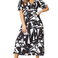 Printed Surplice Balloon Sleeve Midi Dress - Whimsical Appalachian Boutique