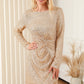 Long Sleeve Ruched Champagne Sequin Dress - Whimsical Appalachian Boutique