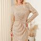 Long Sleeve Ruched Champagne Sequin Dress - Whimsical Appalachian Boutique