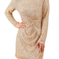 Long Sleeve Ruched Champagne Sequin Dress - Whimsical Appalachian Boutique