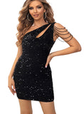 Contrast Sequin Sleeveless Mini Dress