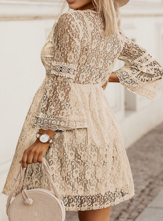 Lace Three-Quarter Sleeve Dress - Whimsical Appalachian Boutique