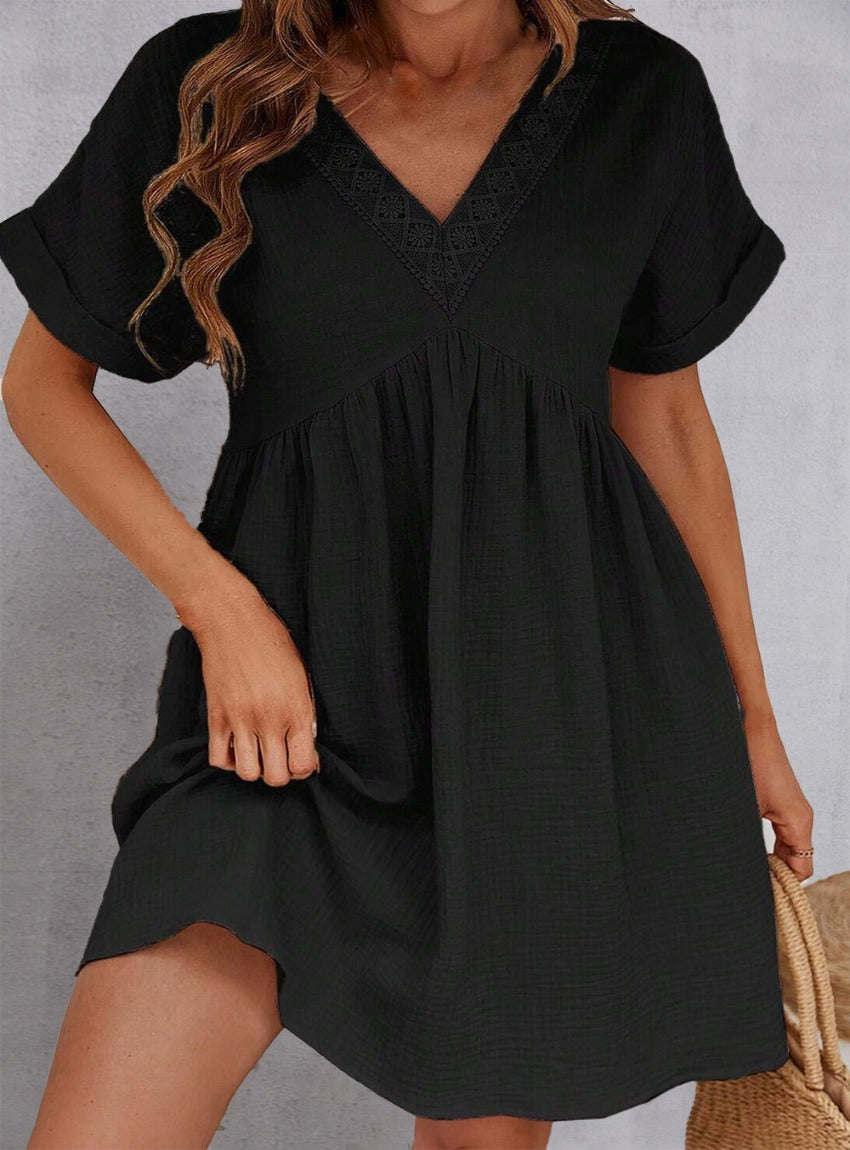 V-Neck Short Sleeve Dress - Whimsical Appalachian Boutique