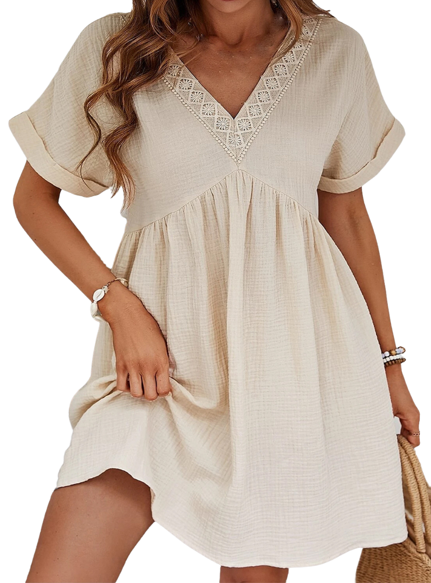 V-Neck Short Sleeve Dress - Whimsical Appalachian Boutique