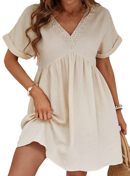 V-Neck Short Sleeve Dress - Whimsical Appalachian Boutique