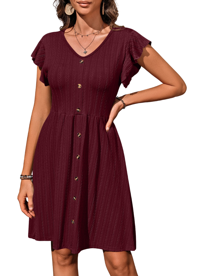 Decorative Ruffled V-Neck Dress - Whimsical Appalachian Boutique