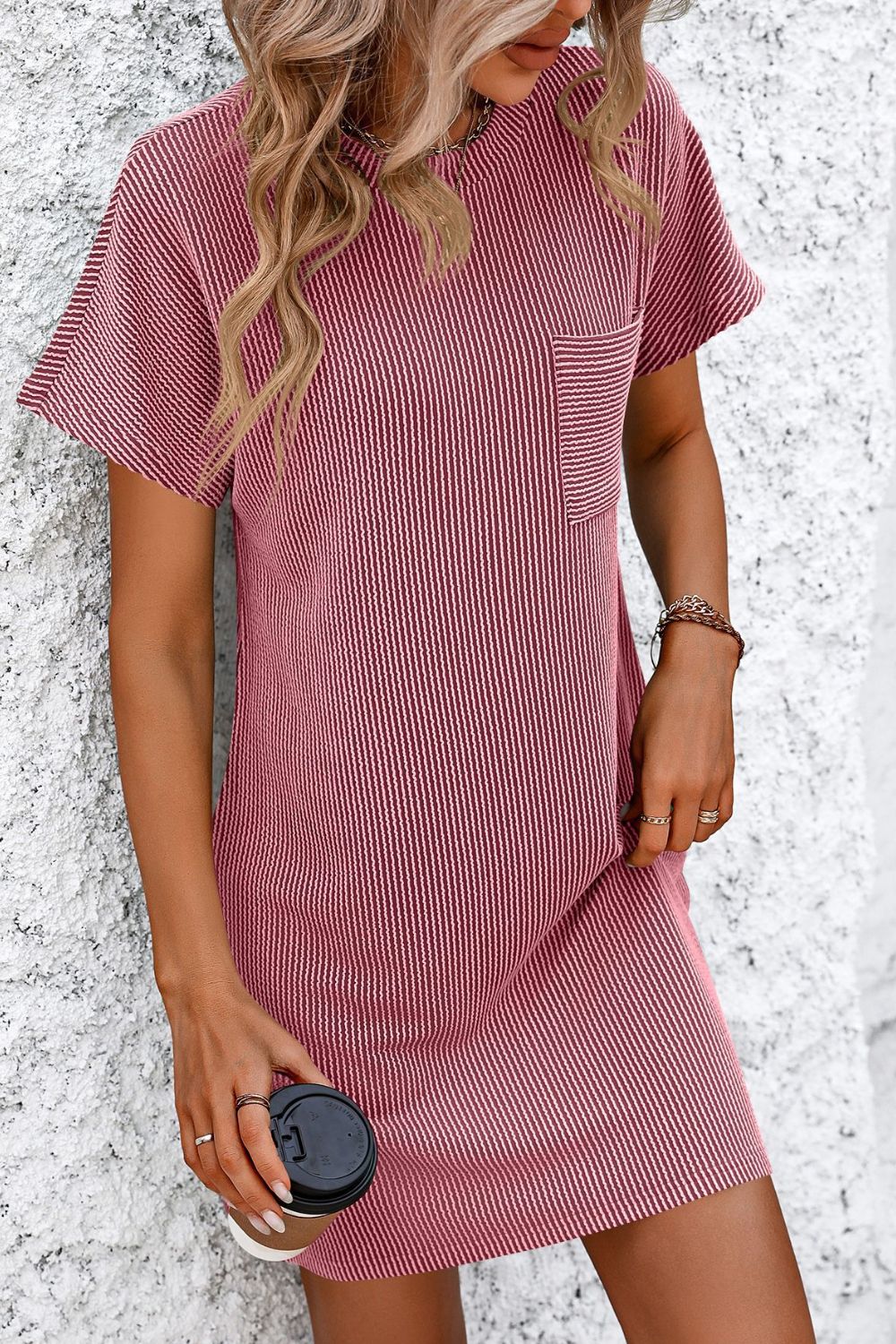 Ribbed Striped Short Tee Dress - Whimsical Appalachian Boutique