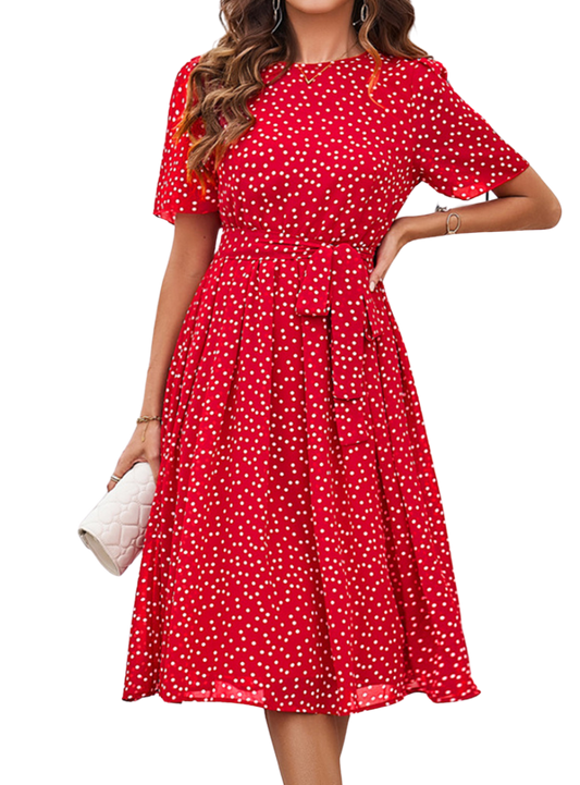 Round Neck Short Sleeve Dress - Whimsical Appalachian Boutique