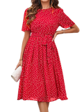 Round Neck Short Sleeve Dress - Whimsical Appalachian Boutique