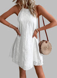 Flowy Eyelet Grecian Neck Mini Dress - Whimsical Appalachian Boutique