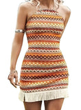 Full Size Fringe Grecian Neck Dress - Whimsical Appalachian Boutique