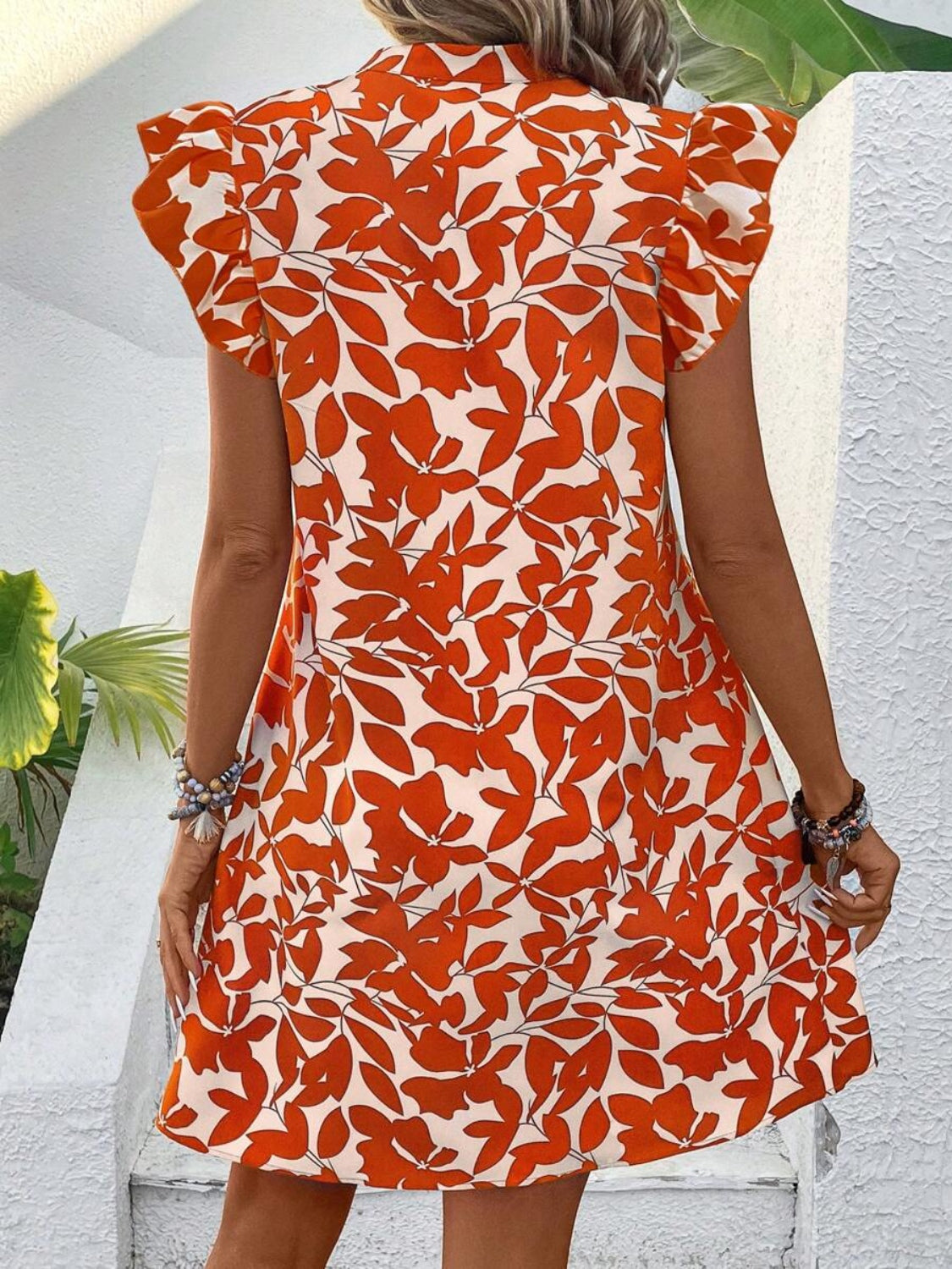 Orange Floral Print Cap Sleeve Mini Dress - Whimsical Appalachian Boutique