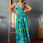 Twisted Printed V-Neck Maxi Dress - Whimsical Appalachian Boutique