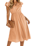 V-Neck Flutter Sleeve Midi Dress - Whimsical Appalachian Boutique