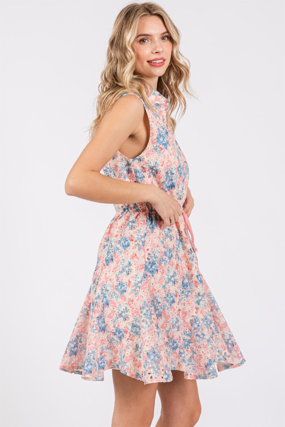 GeeGee Floral Eyelet Sleeveless Mini Dress - Whimsical Appalachian Boutique