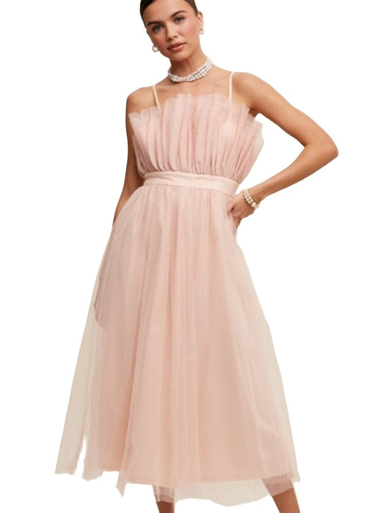 Paper Bag Frill Tulle Midi Dress - Whimsical Appalachian Boutique