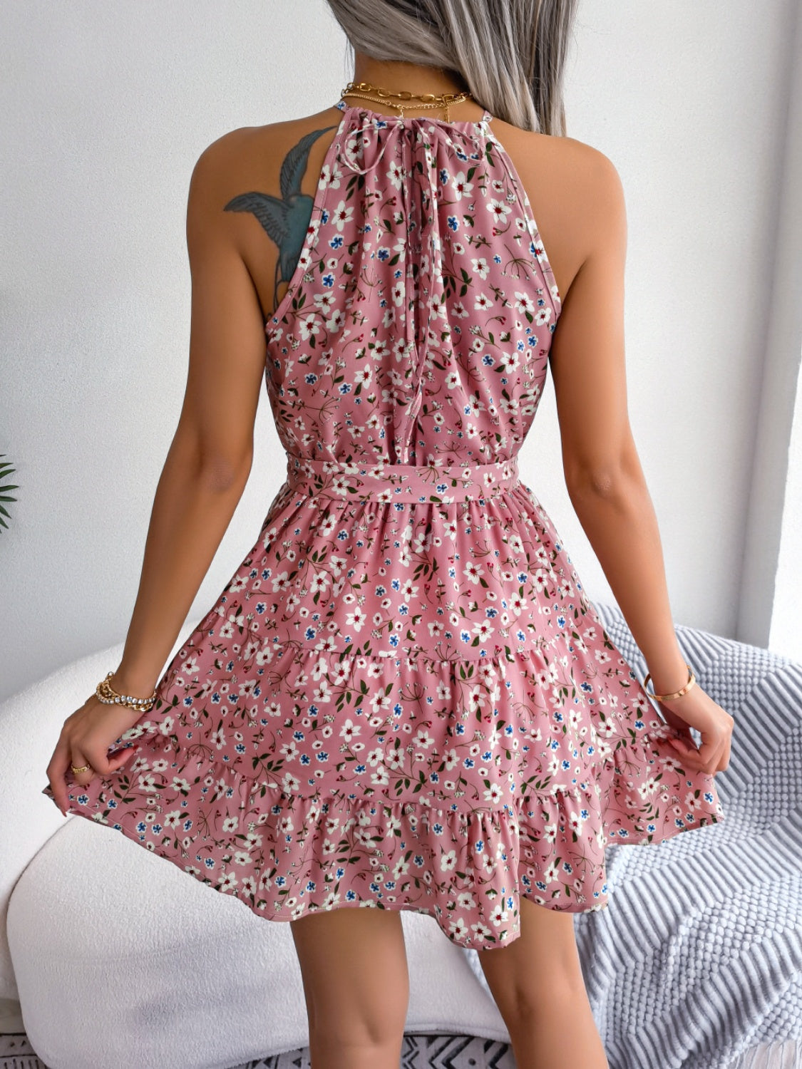 Printed Grecian Neck Mini Dress - Whimsical Appalachian Boutique