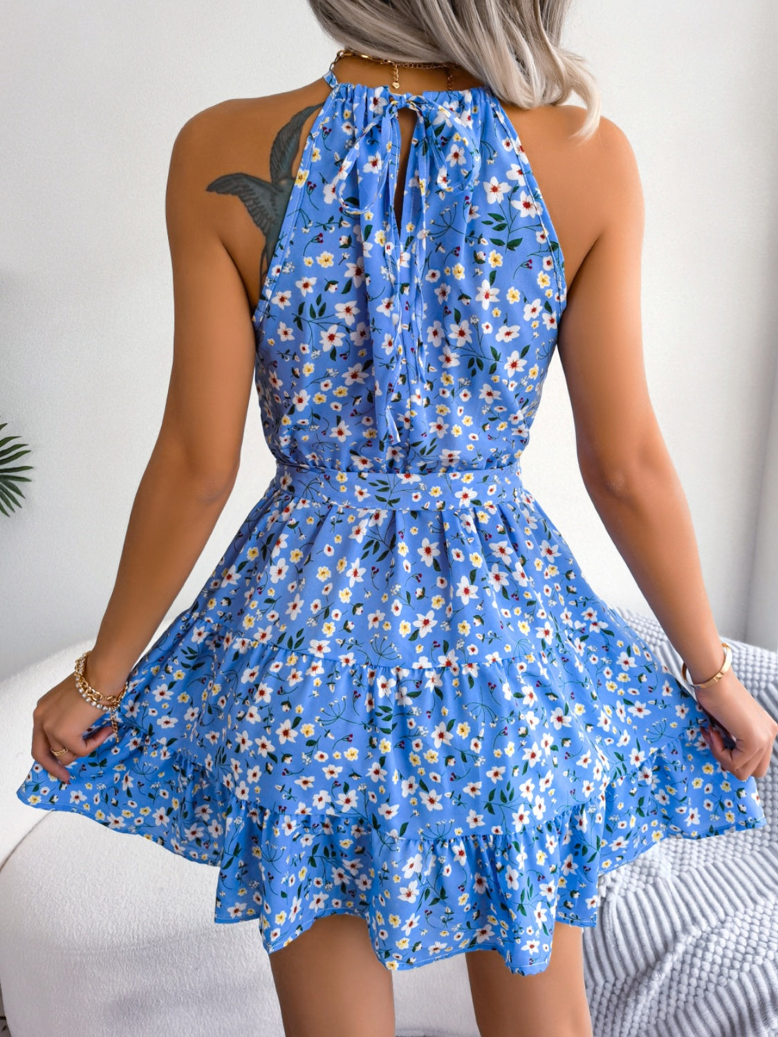 Printed Grecian Neck Mini Dress - Whimsical Appalachian Boutique