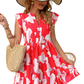 Printed Notched Cap Sleeve Dress - Whimsical Appalachian Boutique