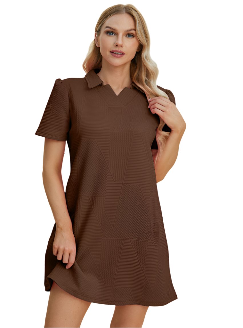 Textured Short Sleeve Collared Dress - Whimsical Appalachian Boutique