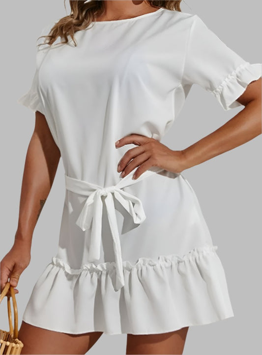 Tied Frill Short Sleeve Mini Dress - Whimsical Appalachian Boutique