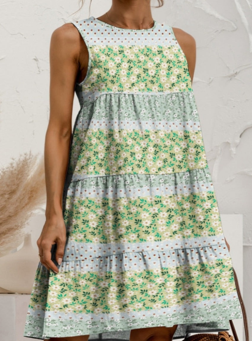 Tiered Round Neck Sleeveless Dress - Whimsical Appalachian Boutique