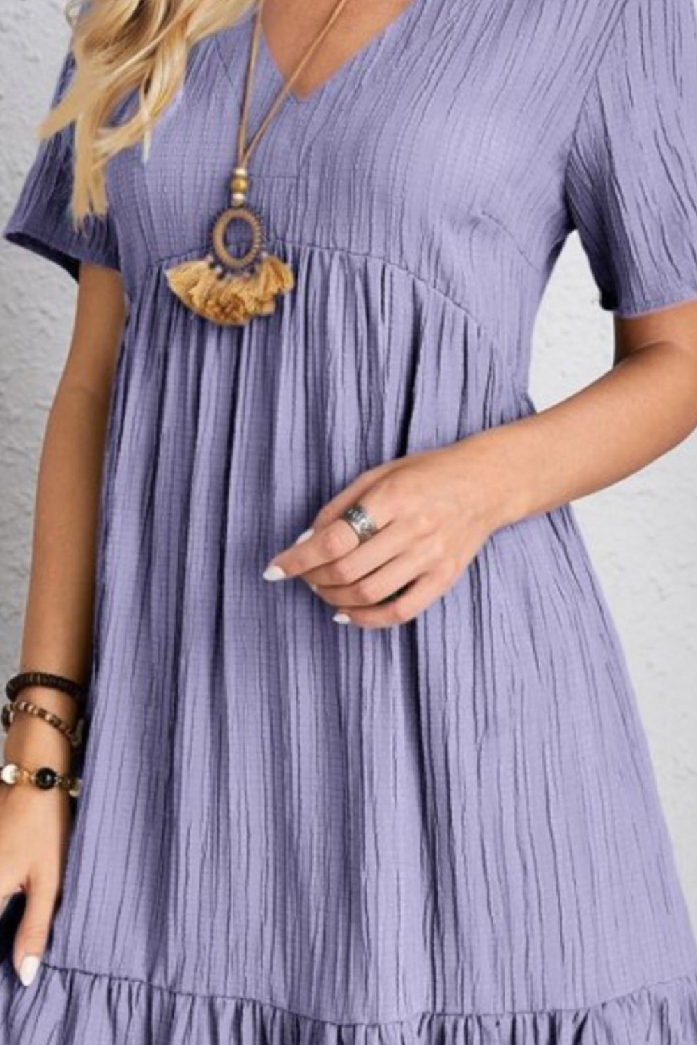 V-Neck Short Sleeve Babydoll Dress - Whimsical Appalachian Boutique