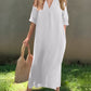 Notched Neck Half Sleeve Midi Dress - Whimsical Appalachian Boutique