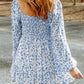 Smocked Floral Square Neck Balloon Sleeve Dress - Whimsical Appalachian Boutique