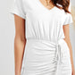 Ruched Slit V-Neck Short Sleeve Dress - Whimsical Appalachian Boutique