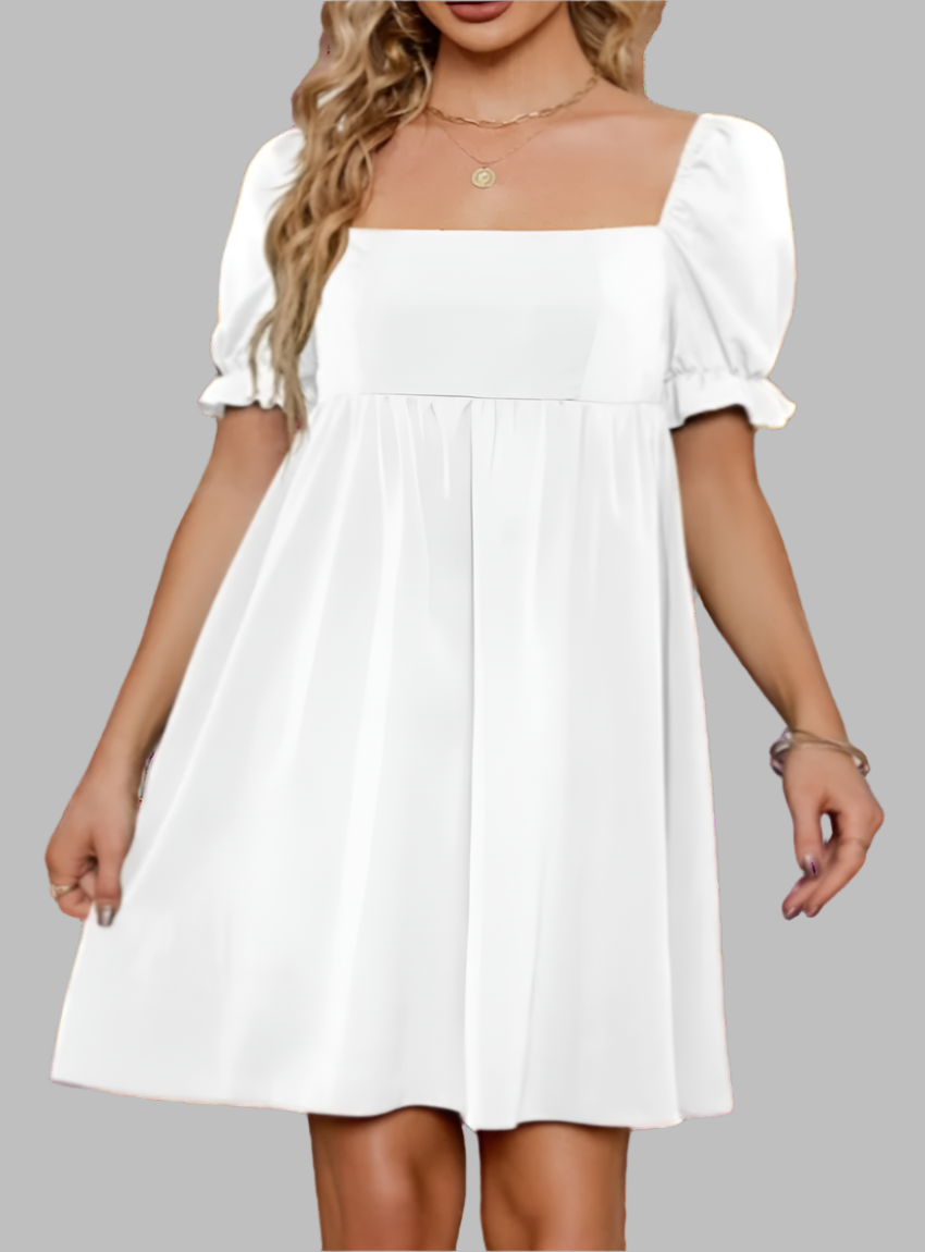 Ruched Square Neck Dress - Whimsical Appalachian Boutique