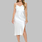 Satin Bias Slip Dress with Slit - Whimsical Appalachian Boutique