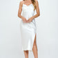 Satin Bias Slip Dress with Slit - Whimsical Appalachian Boutique